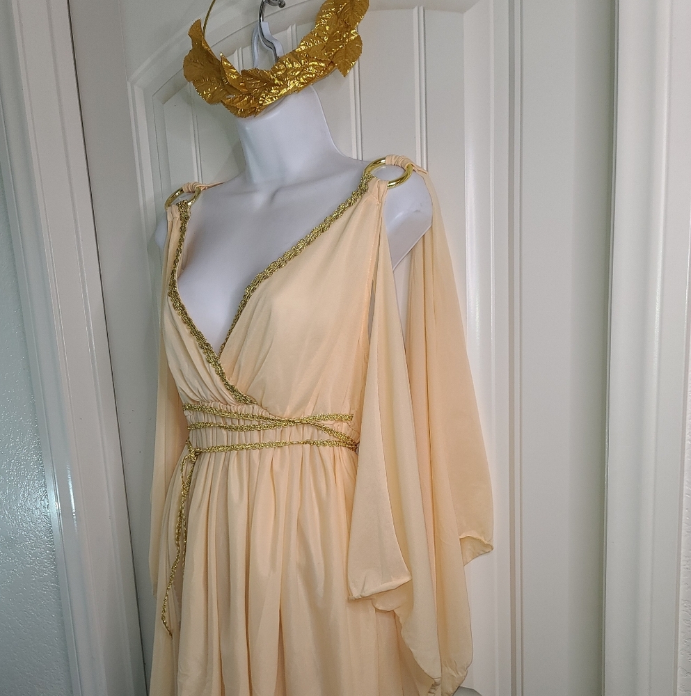 VTG Ancient Greek Goddess Halloween Costume adult  Dress L - Picture 11 of 12